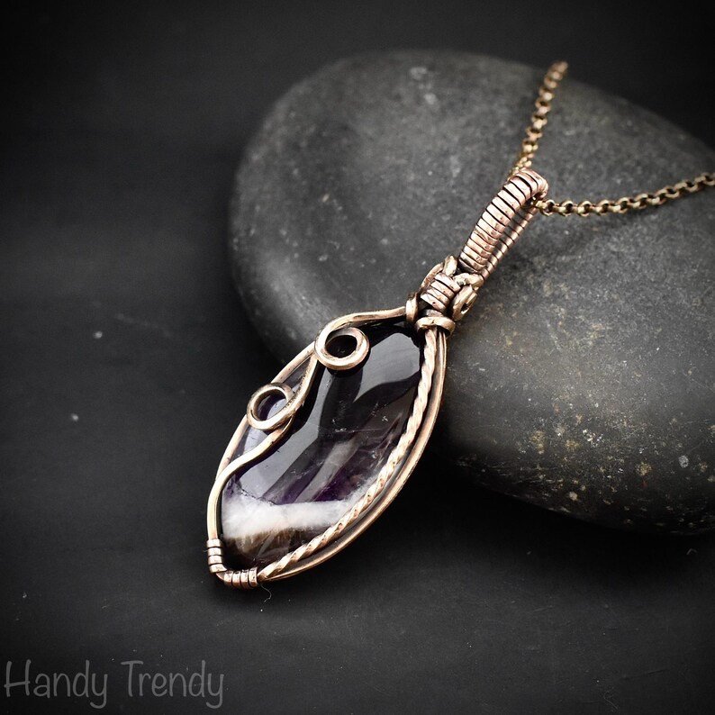 Star amethyst pendant, Free-flow Copper Wire wrapped necklace, Unique handmade gift, One of a kind artisan boho jewelry