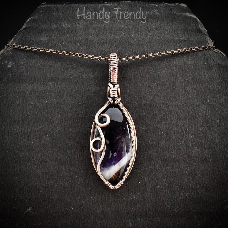 Star amethyst pendant, Free-flow Copper Wire wrapped necklace, Unique handmade gift, One of a kind artisan boho jewelry