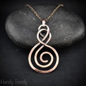 Celtic pendant, Copper wire wrapped jewelry, Unique handmade gift, Artisan boho jewelry, One of a kind unisex necklace