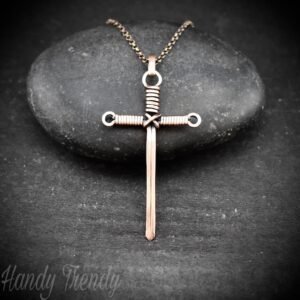 Sword pendant, Copper wire wrapped necklace, Unique handmade gift, Artisan boho jewelry