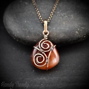 Acrylic bead pendant, Copper Wire wrapped necklace, Unique handmade birthday gift, Mini pendant, Artisan boho Jewelry