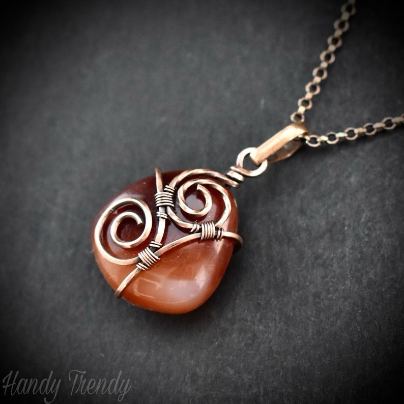 Acrylic bead pendant, Copper Wire wrapped necklace, Unique handmade birthday gift, Mini pendant, Artisan boho Jewelry