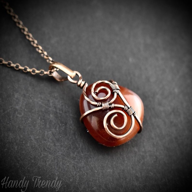 Acrylic bead pendant, Copper Wire wrapped necklace, Unique handmade birthday gift, Mini pendant, Artisan boho Jewelry