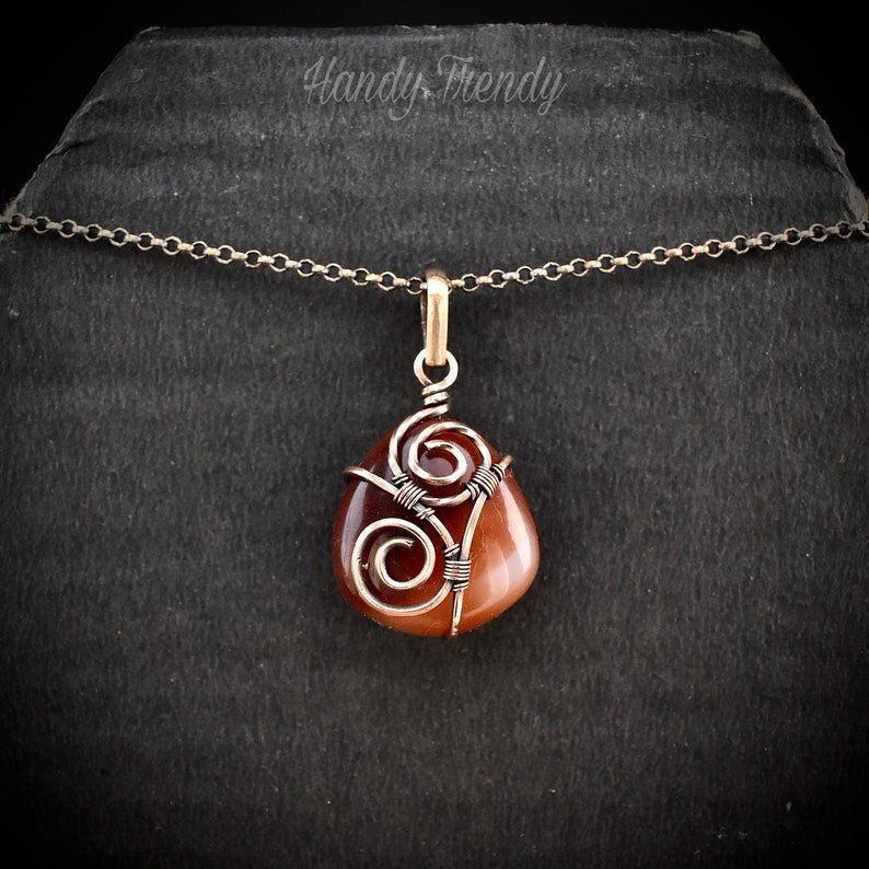 Acrylic bead pendant, Copper Wire wrapped necklace, Unique handmade birthday gift, Mini pendant, Artisan boho Jewelry