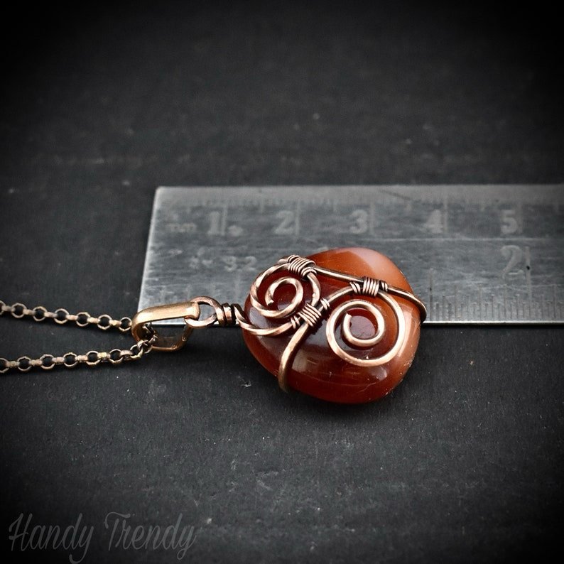 Acrylic bead pendant, Copper Wire wrapped necklace, Unique handmade birthday gift, Mini pendant, Artisan boho Jewelry