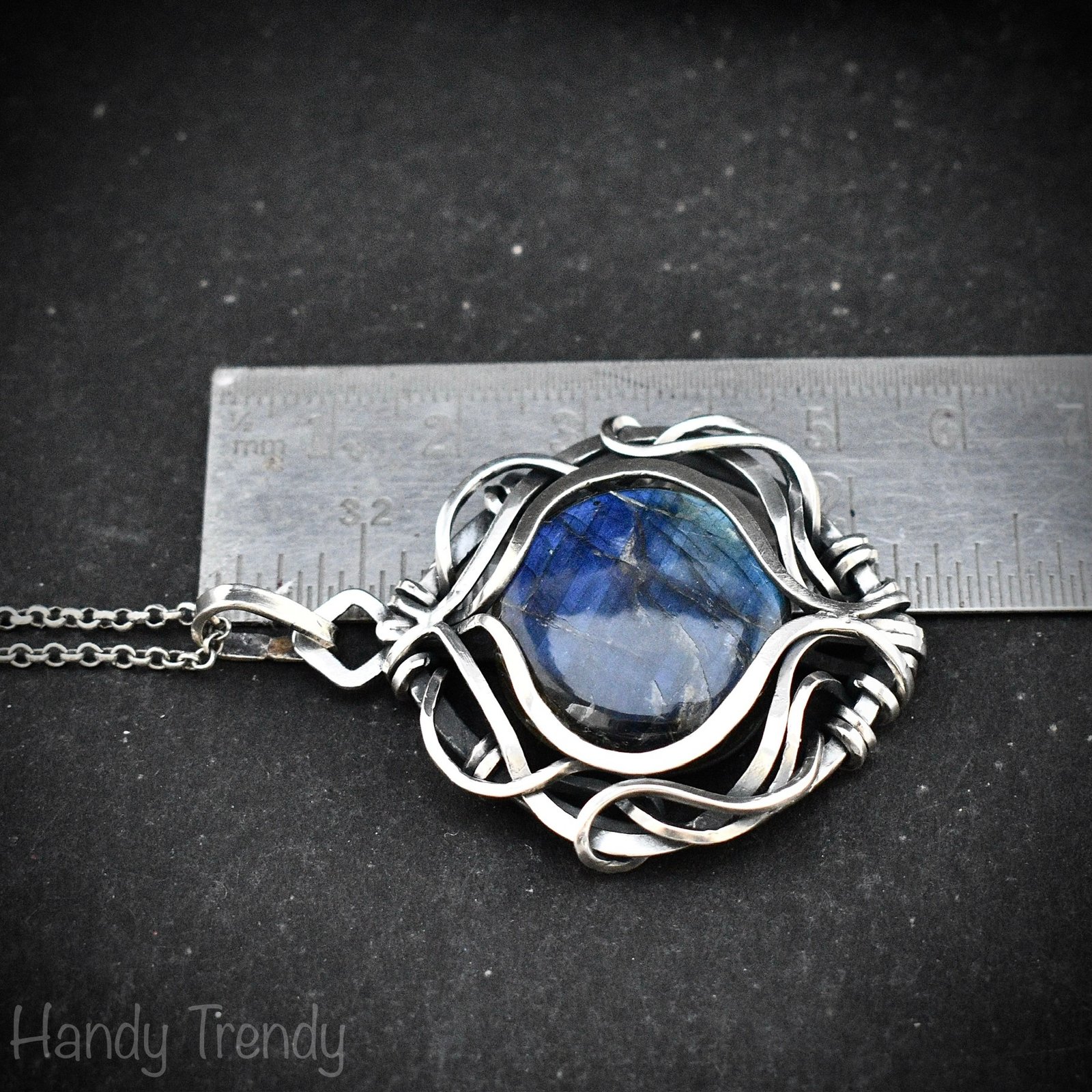 Blue labradorite free flow pendant, 925 sterling silver Wire wrapped jewelry, Unique handmade gift, Artisan necklace, One of a kind piece