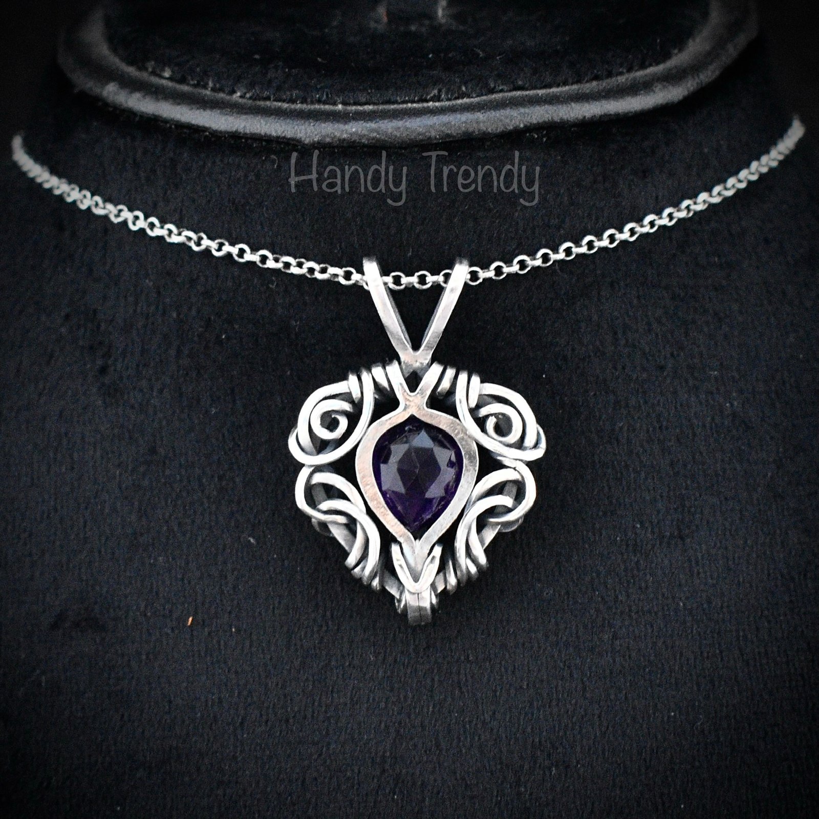 Amethyst free flow pendant, 925 sterling silver Wire wrapped necklace, Unique handmade gift, Artisan jewelry, One of a kind design