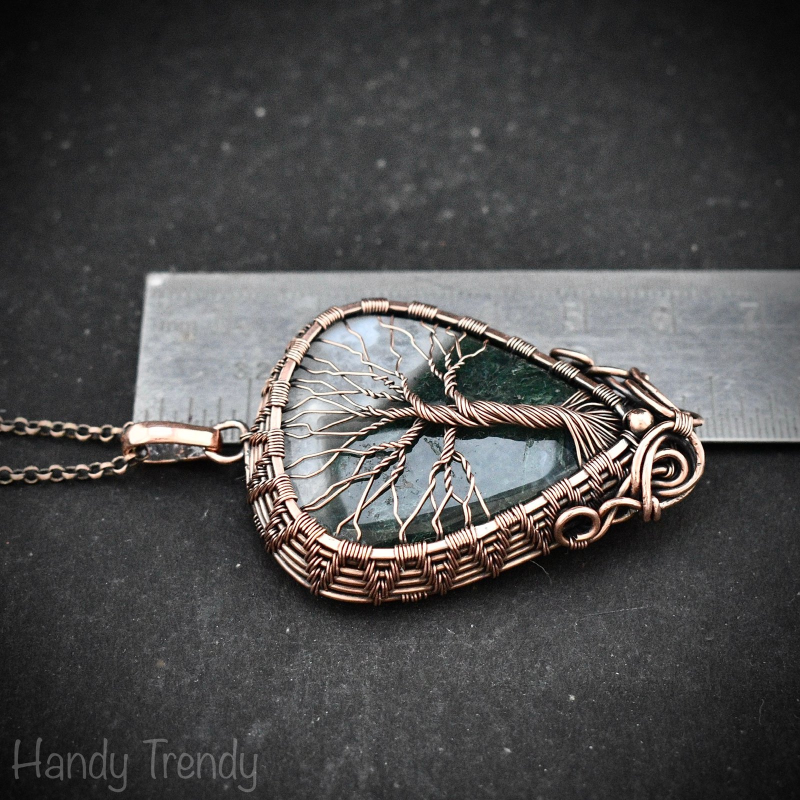 Moss agate tree of life pendant, Copper wire wrapped jewelry, Unique handmade gift, Botanical jewelry, One of a kind necklace