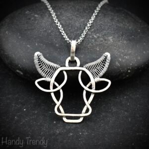 Taurus Pendant, 925 Sterling silver wire wrap pendant, Zodiac Bull necklace, Celtic style jewelry, One of a kind artisan necklace