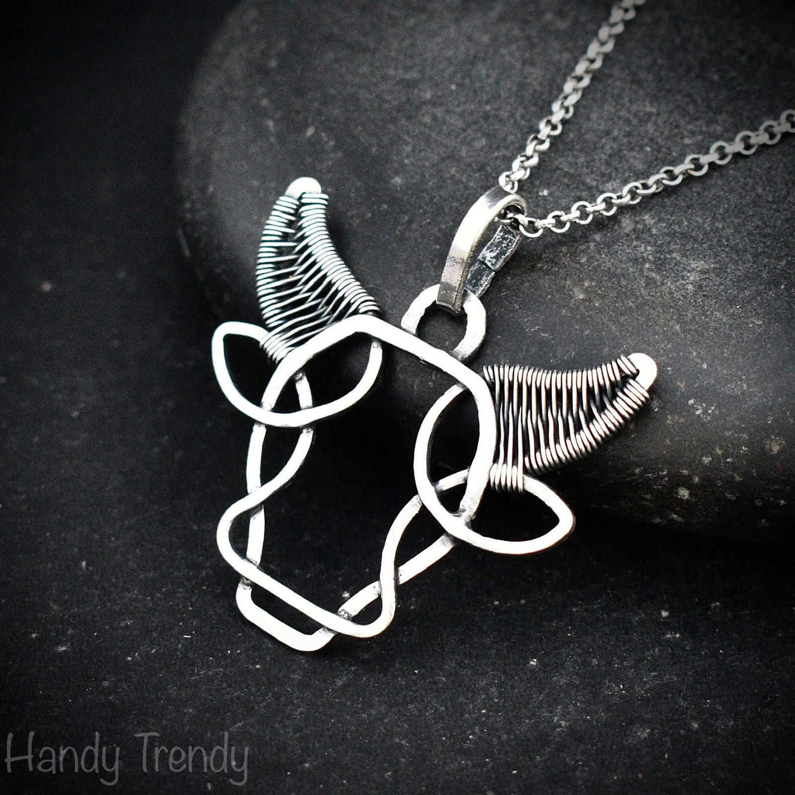 Taurus Pendant, 925 Sterling silver wire wrap pendant, Zodiac Bull necklace, Celtic style jewelry, One of a kind artisan necklace