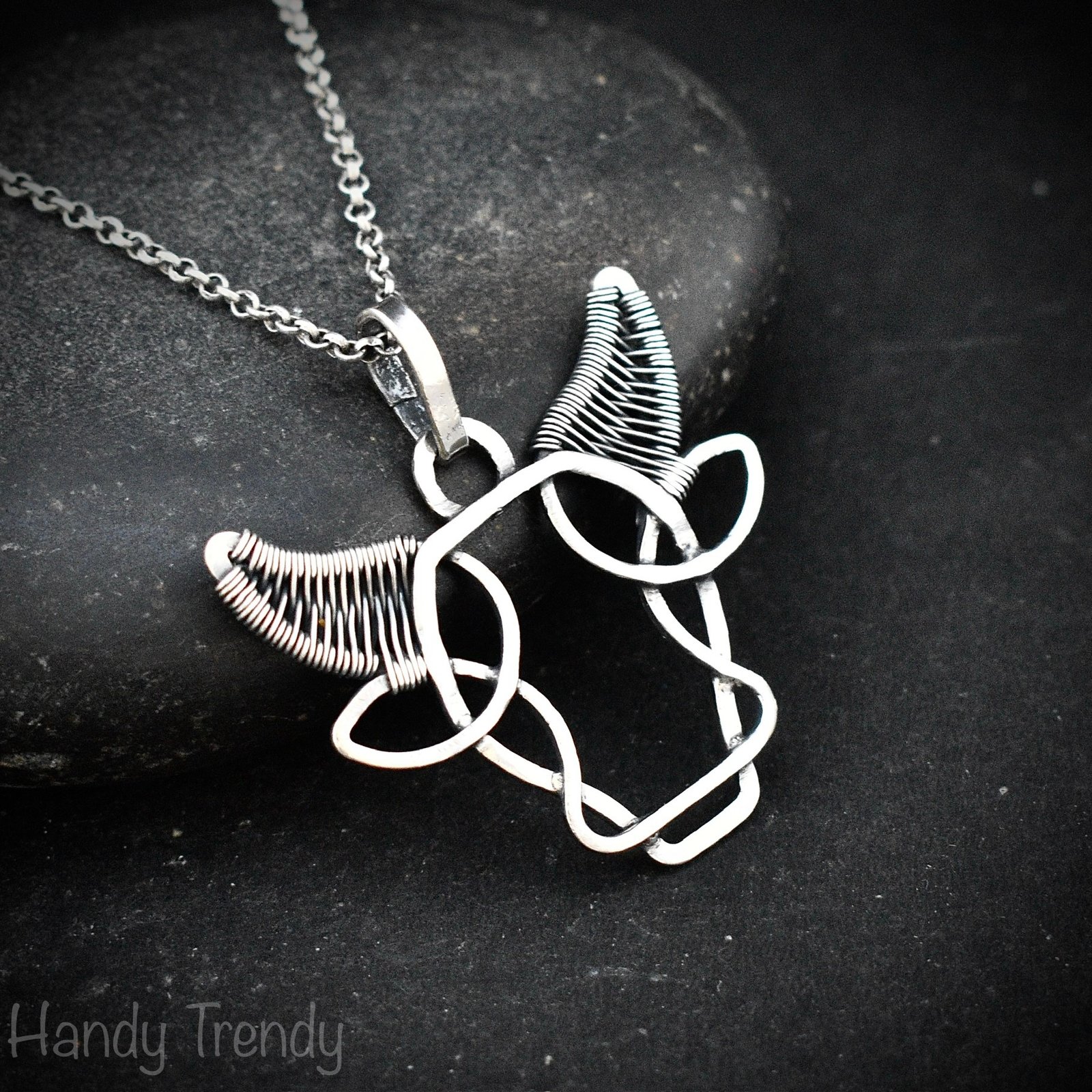 Taurus Pendant, 925 Sterling silver wire wrap pendant, Zodiac Bull necklace, Celtic style jewelry, One of a kind artisan necklace