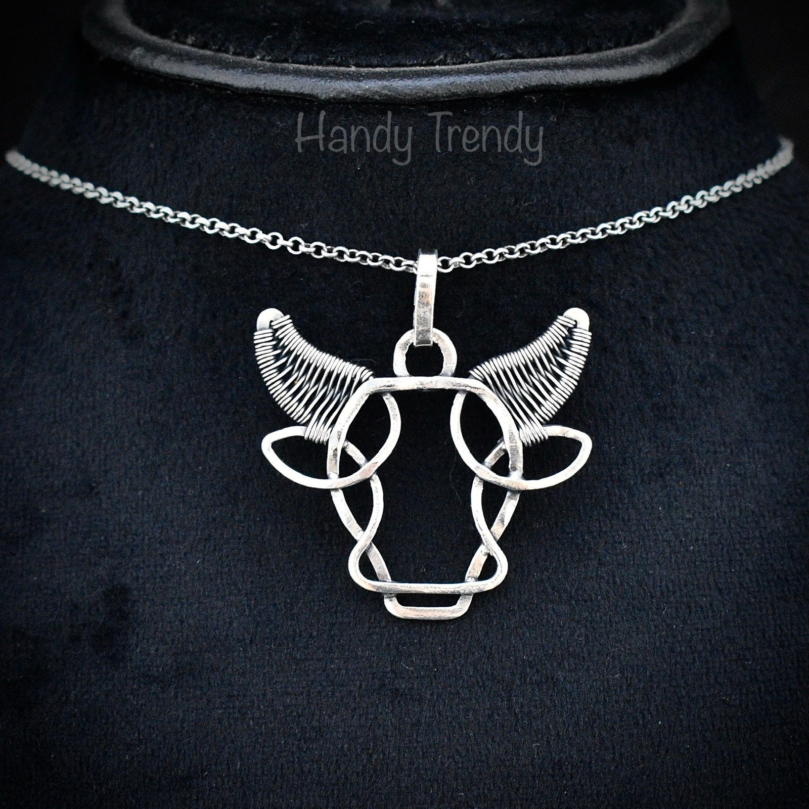Taurus Pendant, 925 Sterling silver wire wrap pendant, Zodiac Bull necklace, Celtic style jewelry, One of a kind artisan necklace
