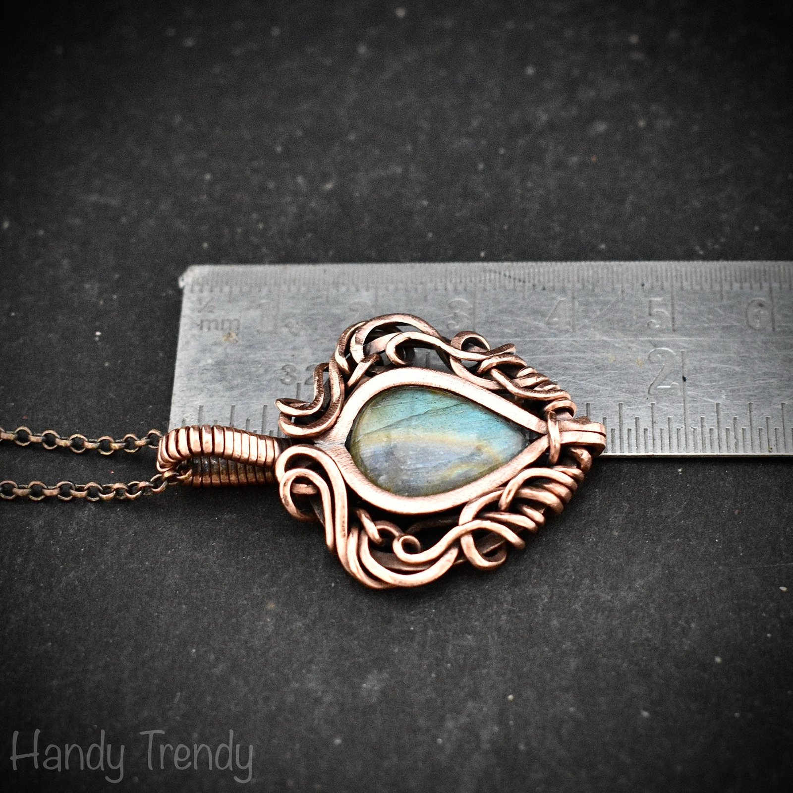 Multi flash labradorite pendant, Free flow copper Wire wrapped necklace, Unique handmade birthday gift, One of a kind Celtic necklace