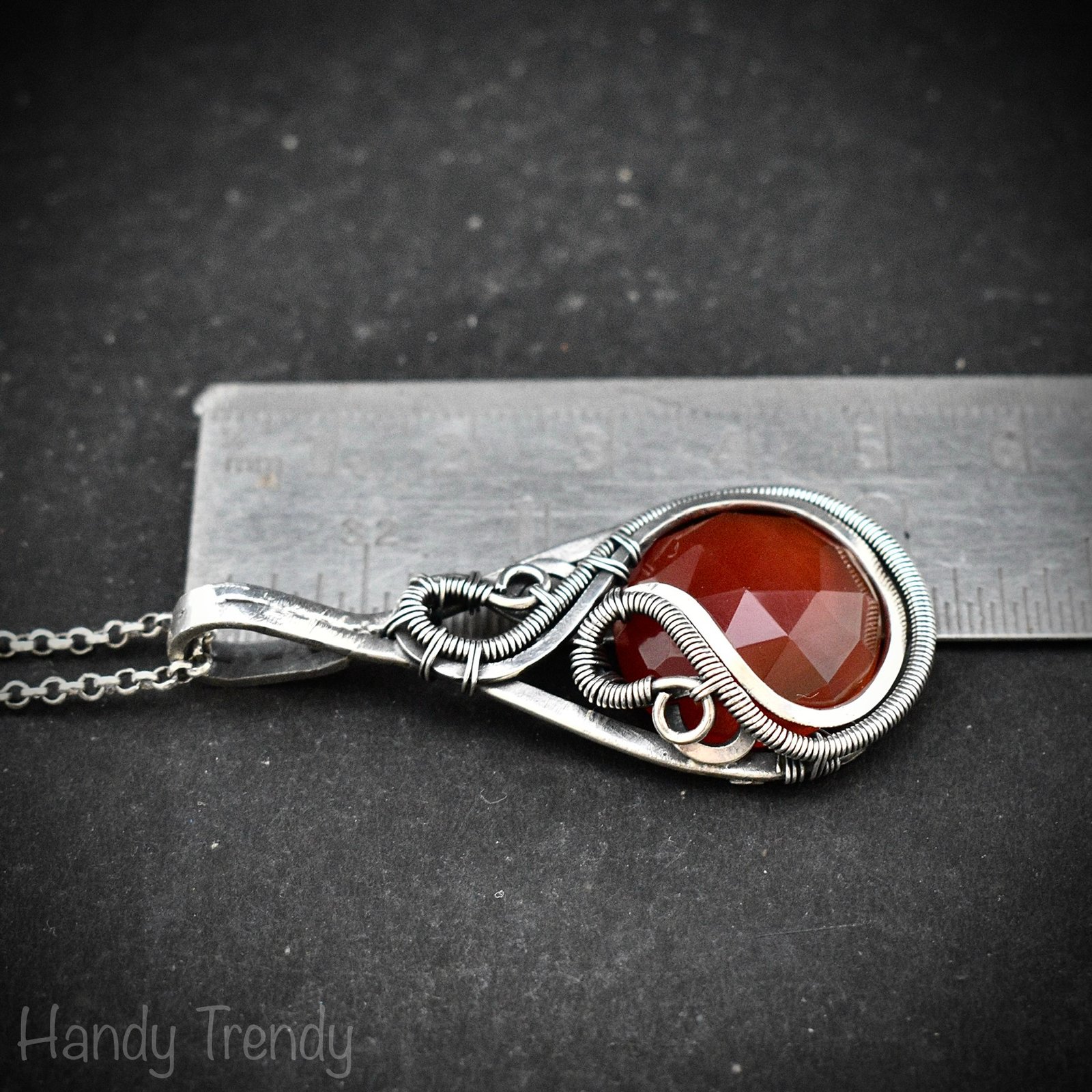 Carnelian free flow pendant, 925 sterling silver Wire wrapped necklace, Orange gemstone pendant, Unique handmade gift, One of a kind design