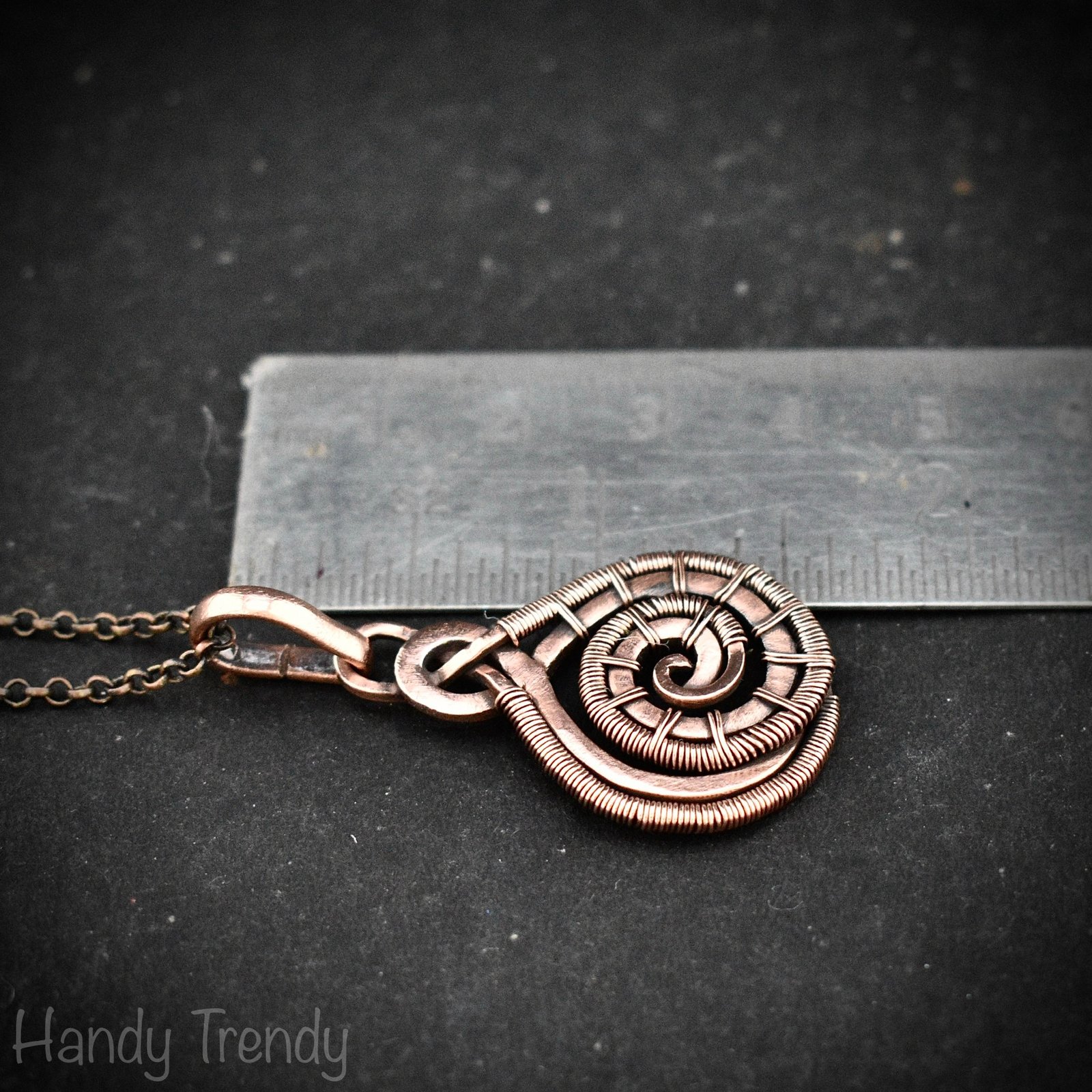 Celtic spiral pendant, Copper wire wrapped jewelry, Unique handmade gift, Artisan boho jewelry, One of a kind unisex necklace