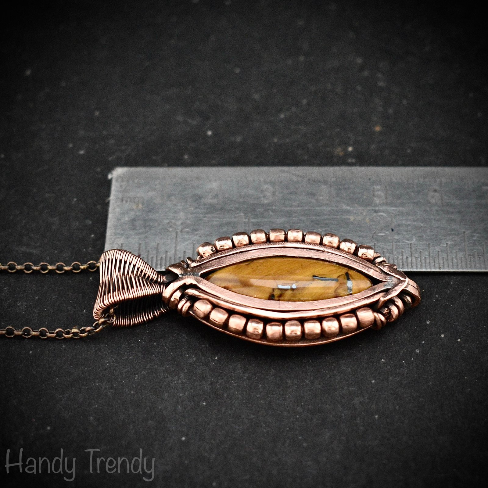 Free flow yellow tiger eye pendant, Copper Wire wrapped necklace, Unique handmade gift, One of a kind artisan boho jewelry, Beaded necklace
