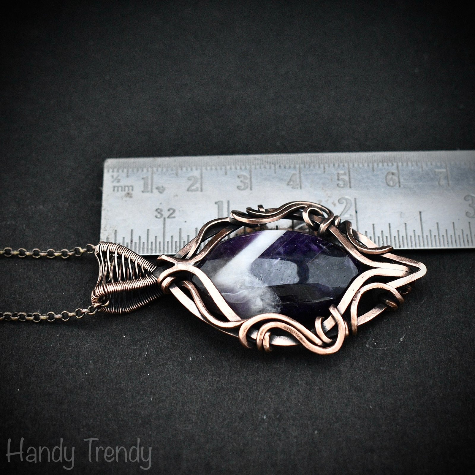 Star amethyst pendant, Free flow copper wire wrapped necklace, Unique handmade gift, One of a kind jewelry, Artisan boho jewelry