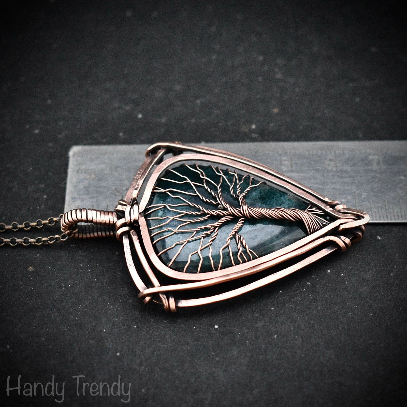 Moss agate tree of life pendant, Copper wire wrapped jewelry, Unique handmade gift, Botanical jewelry, One of a kind necklace