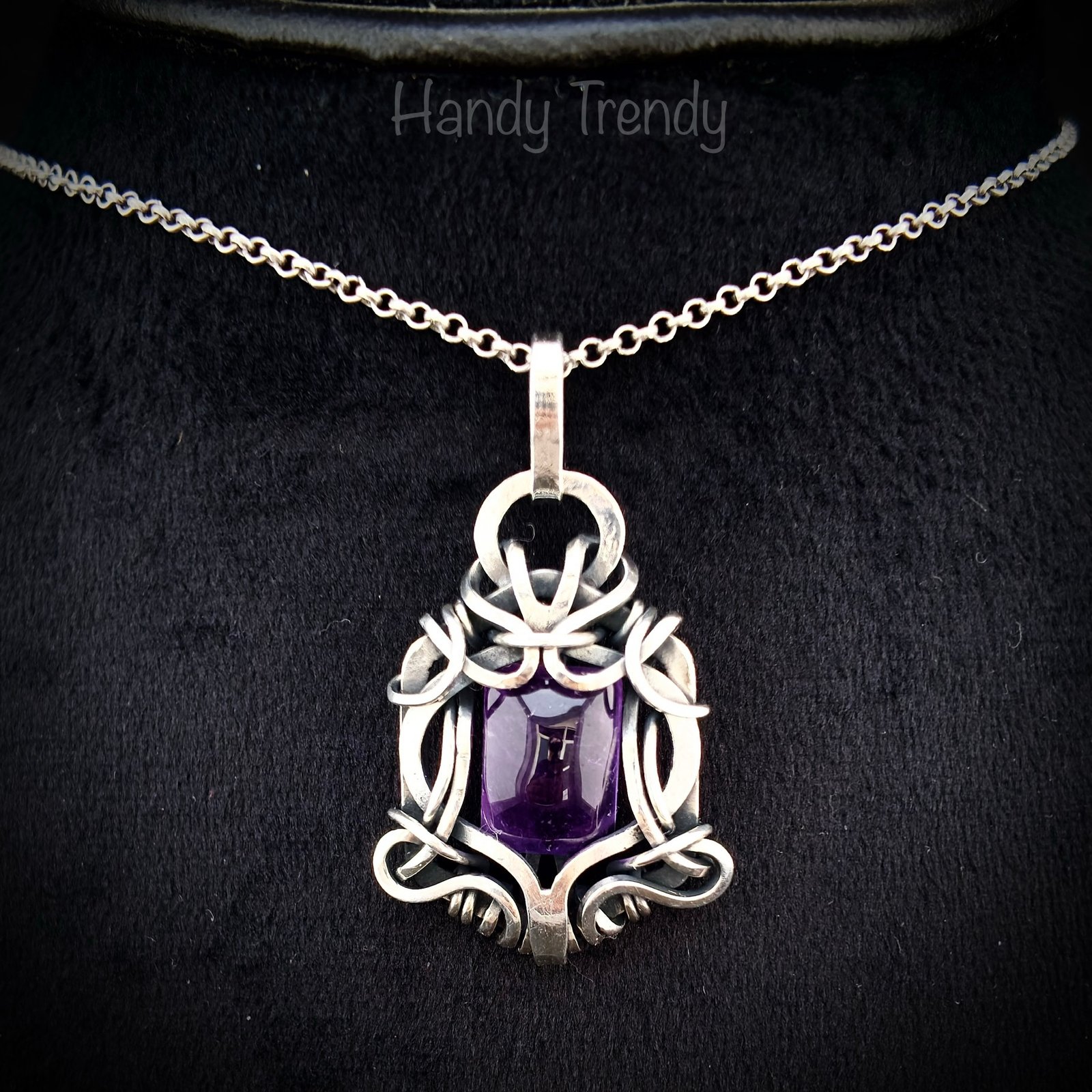 Amethyst free flow pendant, 925 sterling silver Wire wrapped necklace, Unique handmade gift, Artisan jewelry, One of a kind design