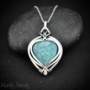 Amazonite free flow pendant, 925 sterling silver Wire wrapped jewelry, Unique handmade gift, Artisan necklace, One of a kind piece