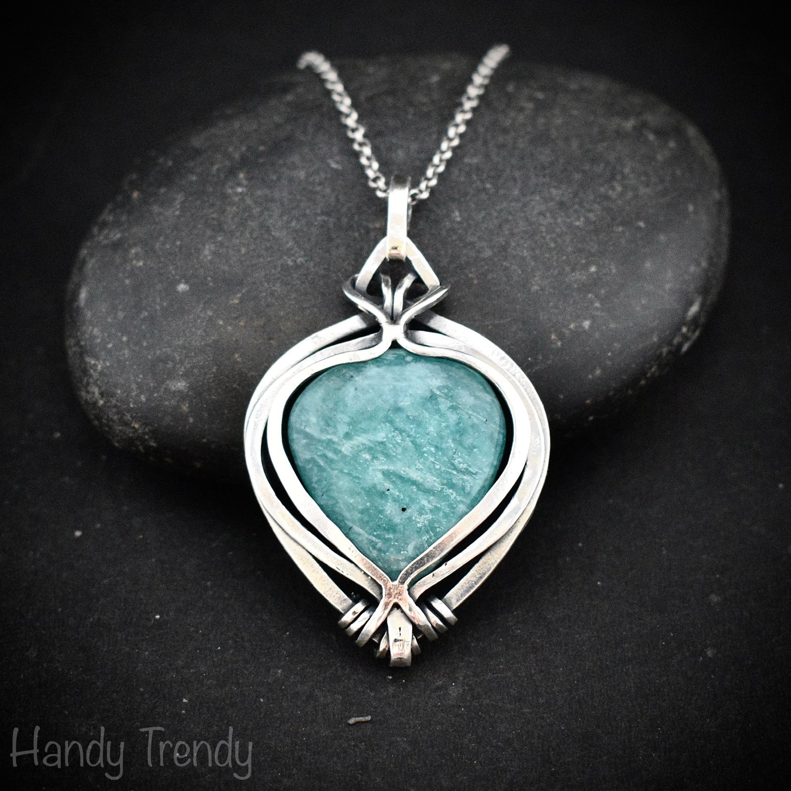 Amazonite free flow pendant, 925 sterling silver Wire wrapped jewelry, Unique handmade gift, Artisan necklace, One of a kind piece