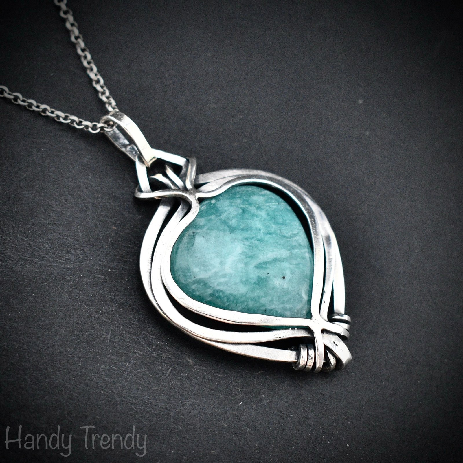 Amazonite free flow pendant, 925 sterling silver Wire wrapped jewelry, Unique handmade gift, Artisan necklace, One of a kind piece