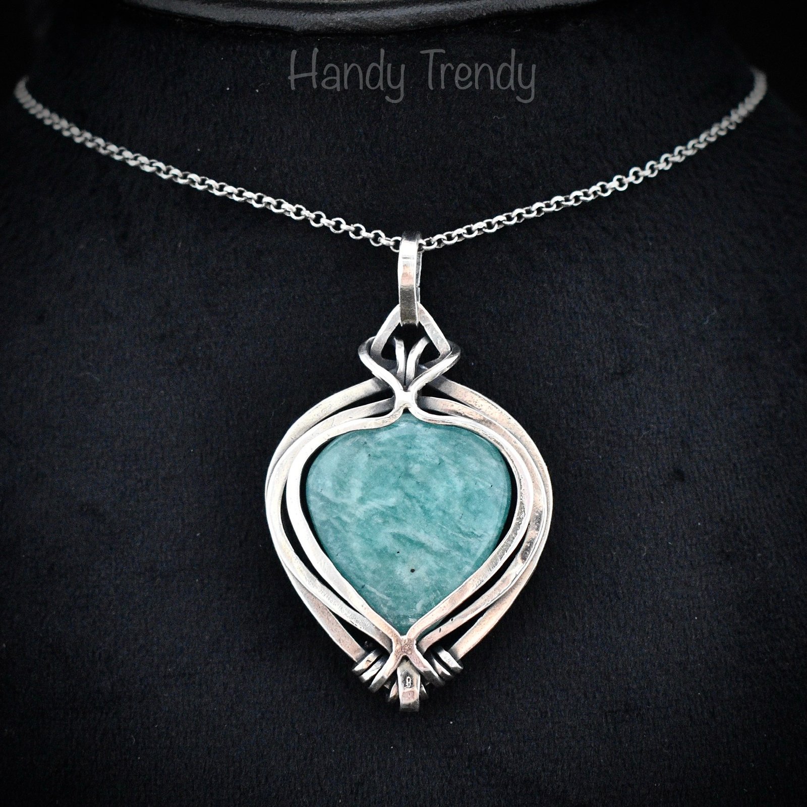Amazonite free flow pendant, 925 sterling silver Wire wrapped jewelry, Unique handmade gift, Artisan necklace, One of a kind piece