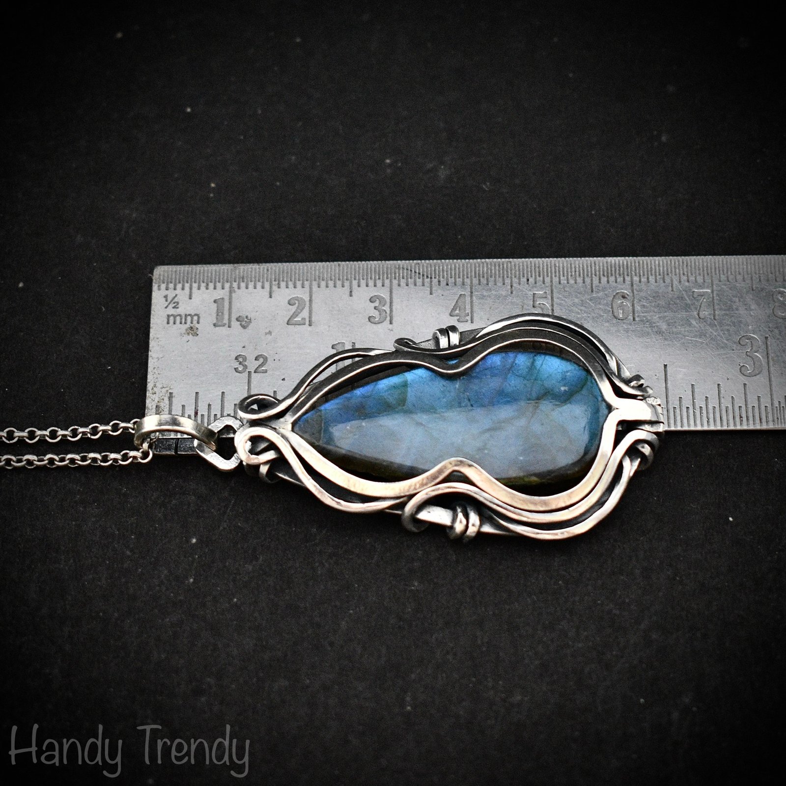 Blue labradorite free flow pendant, 925 sterling silver Wire wrapped jewelry, Unique handmade gift, Artisan necklace, One of a kind piece
