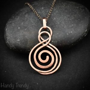 Celtic pendant, Copper wire wrapped jewelry, Unique handmade birthday gift, Artisan boho jewelry, One of a kind unisex necklace