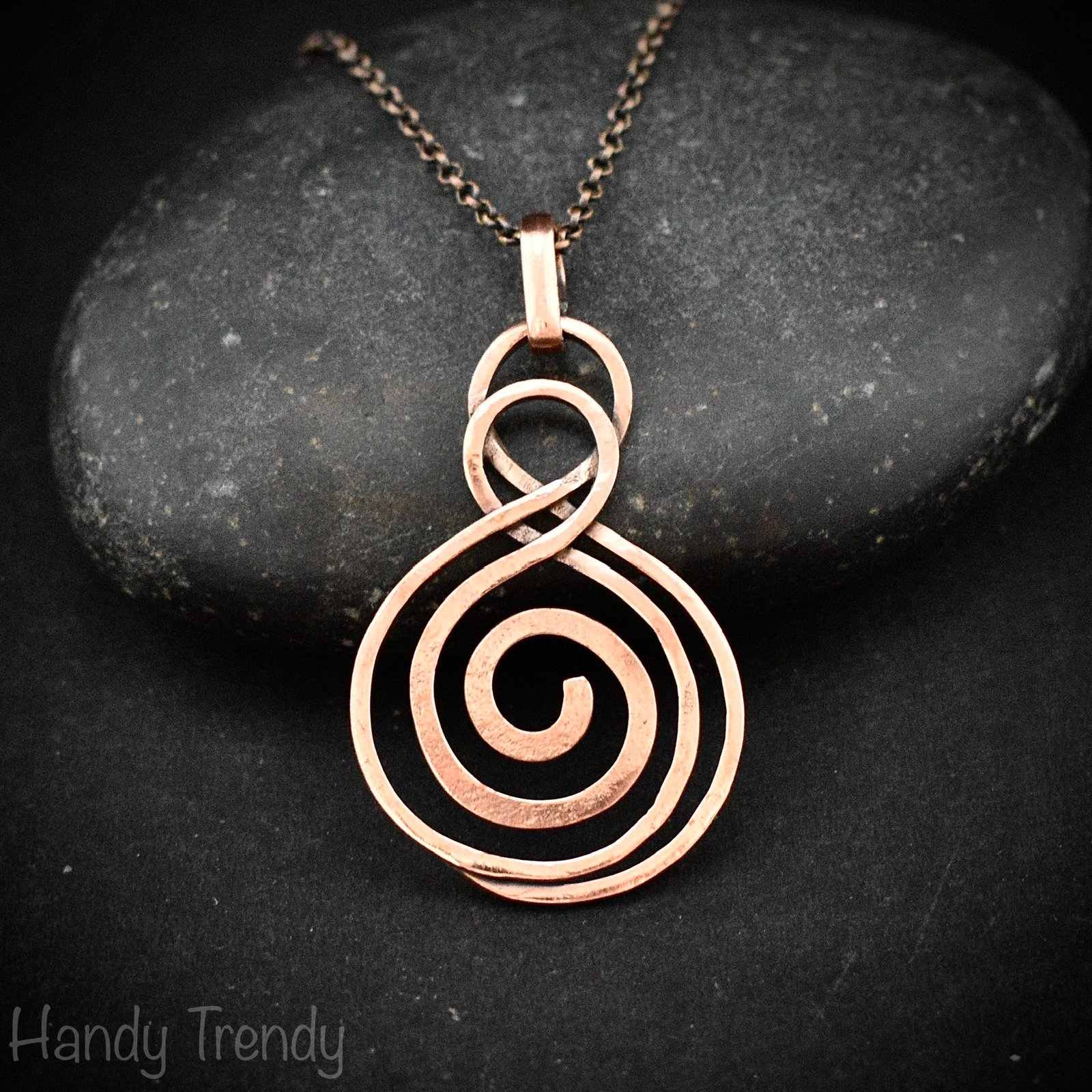 Celtic pendant, Copper wire wrapped jewelry, Unique handmade birthday gift, Artisan boho jewelry, One of a kind unisex necklace