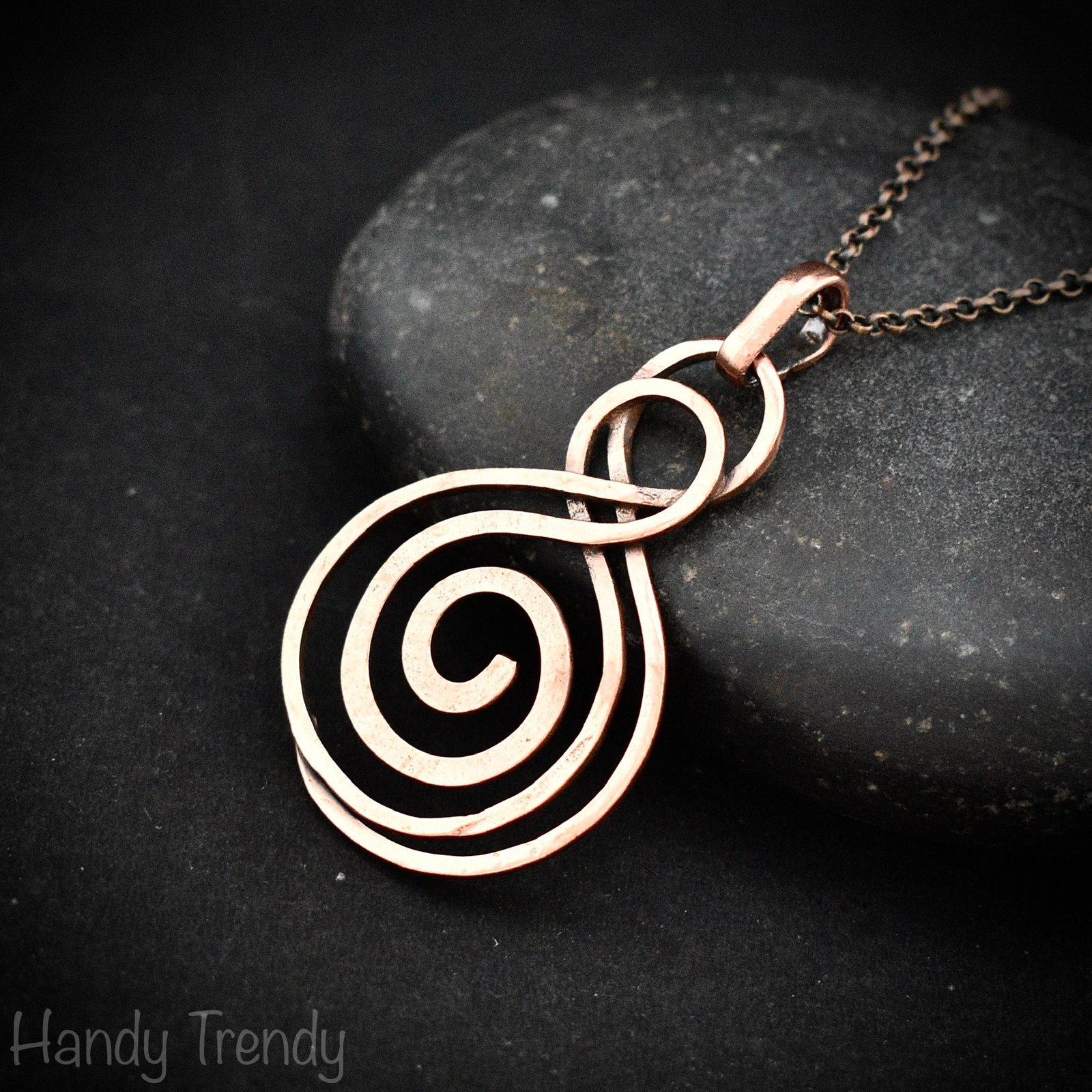Celtic pendant, Copper wire wrapped jewelry, Unique handmade birthday gift, Artisan boho jewelry, One of a kind unisex necklace