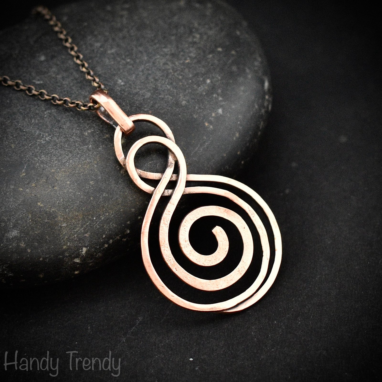 Celtic pendant, Copper wire wrapped jewelry, Unique handmade birthday gift, Artisan boho jewelry, One of a kind unisex necklace