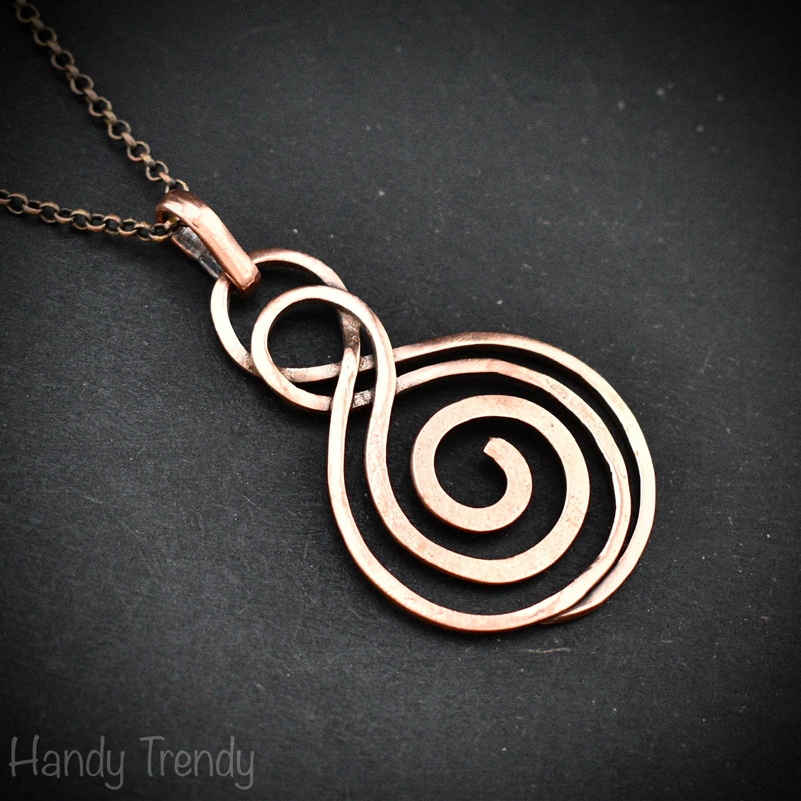 Celtic pendant, Copper wire wrapped jewelry, Unique handmade birthday gift, Artisan boho jewelry, One of a kind unisex necklace