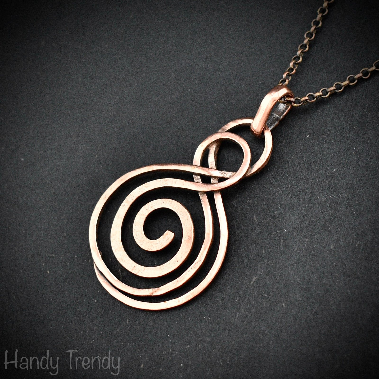 Celtic pendant, Copper wire wrapped jewelry, Unique handmade birthday gift, Artisan boho jewelry, One of a kind unisex necklace