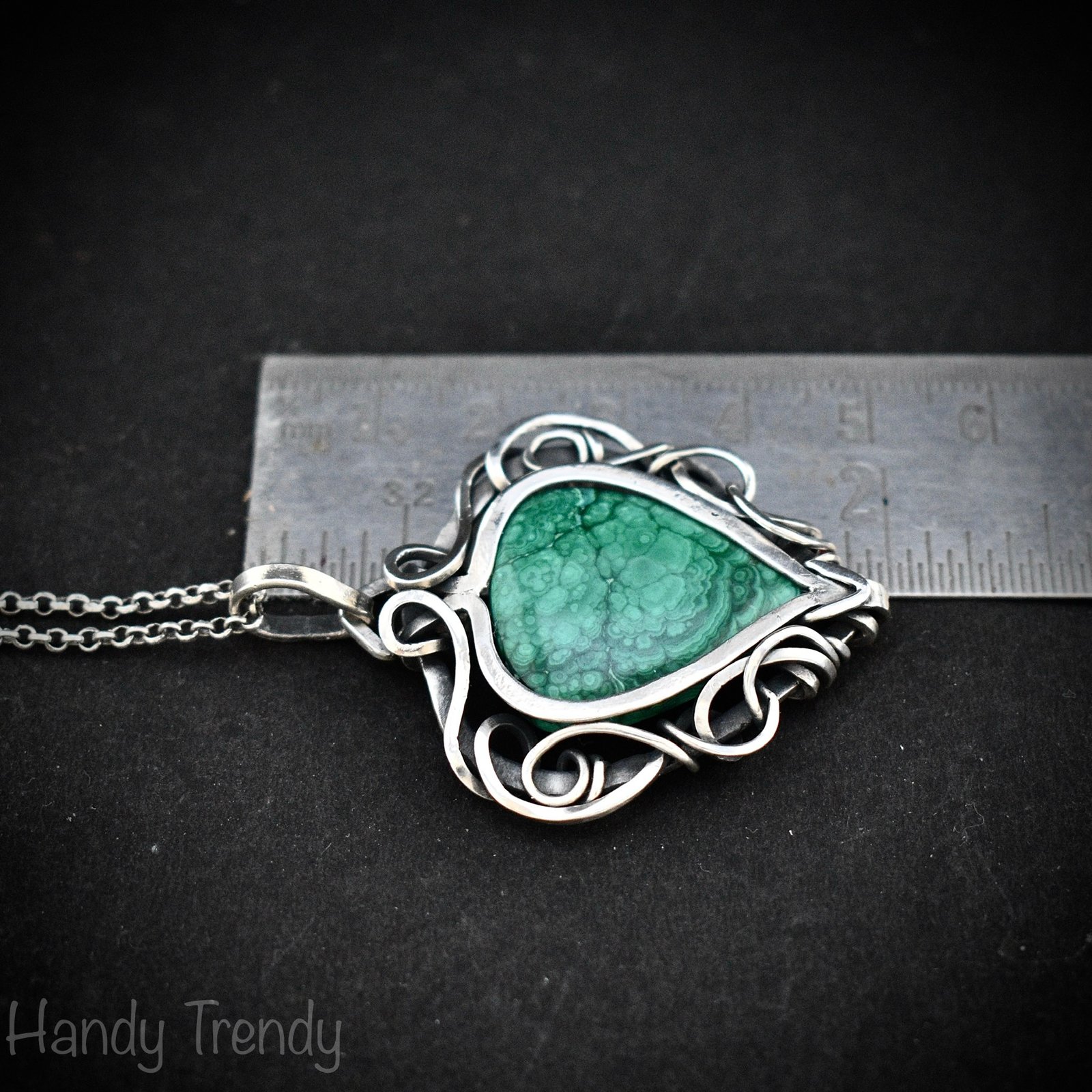 Malachite free flow pendant, 925 sterling silver Wire wrapped jewelry, Unique handmade gift, Artisan necklace, One of a kind necklace