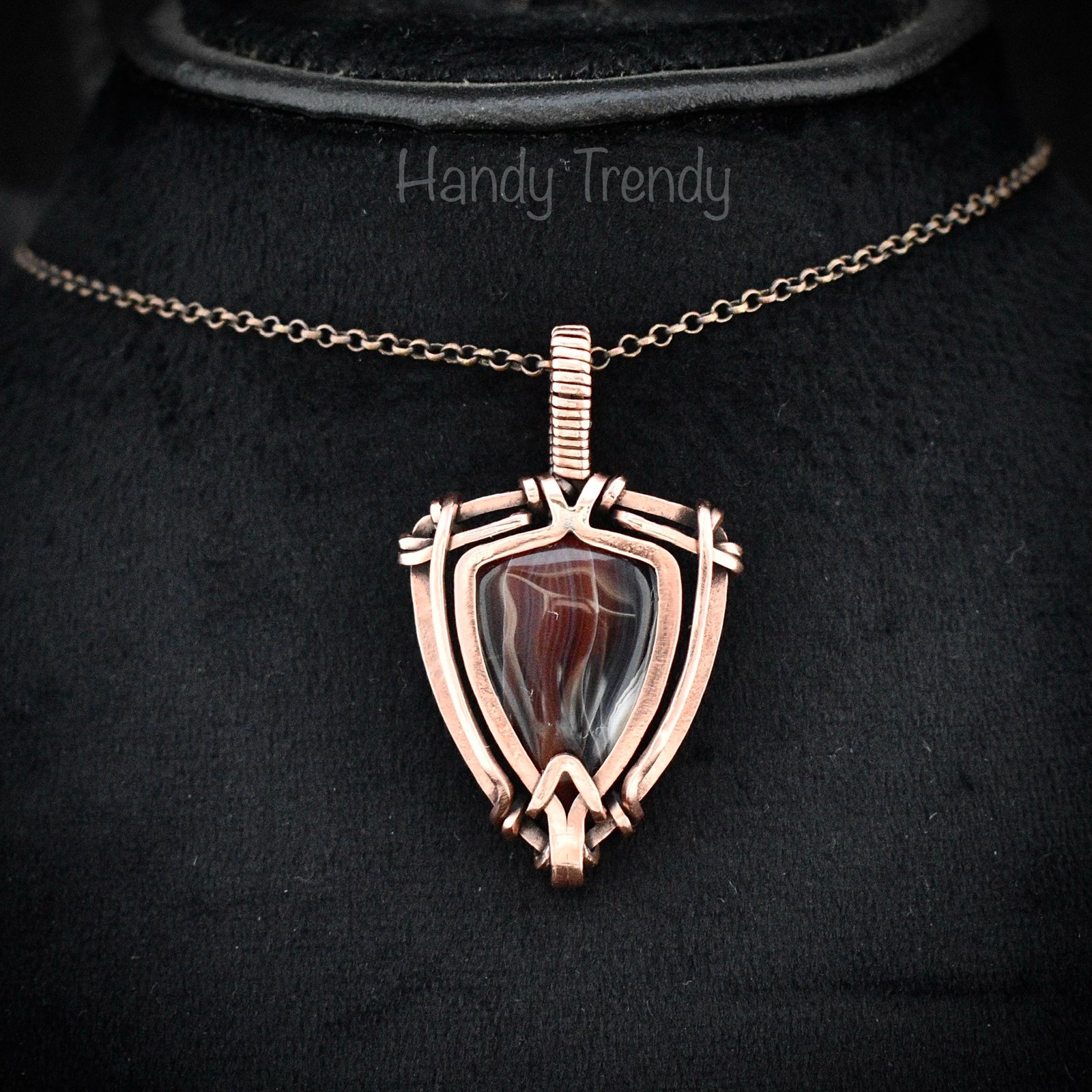 Orange botswana agate free flow pendant, Copper wire wrap jewelry, Unique handmade birthday gift, Artisan necklace, One of a kind piece