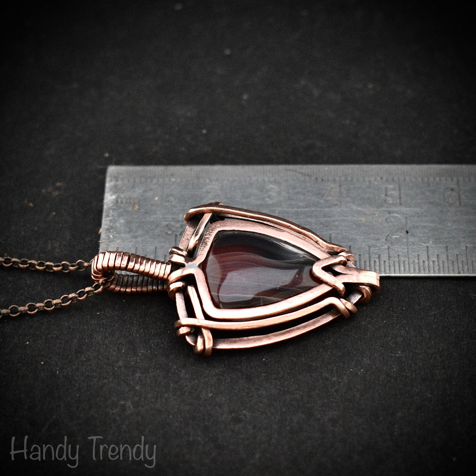 Orange botswana agate free flow pendant, Copper wire wrap jewelry, Unique handmade birthday gift, Artisan necklace, One of a kind piece